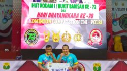 Perwakilan Ganda Putra Lantamal I Raih Juara 1 Pertandingan Badminton Hut Bhayangkara Ke 76